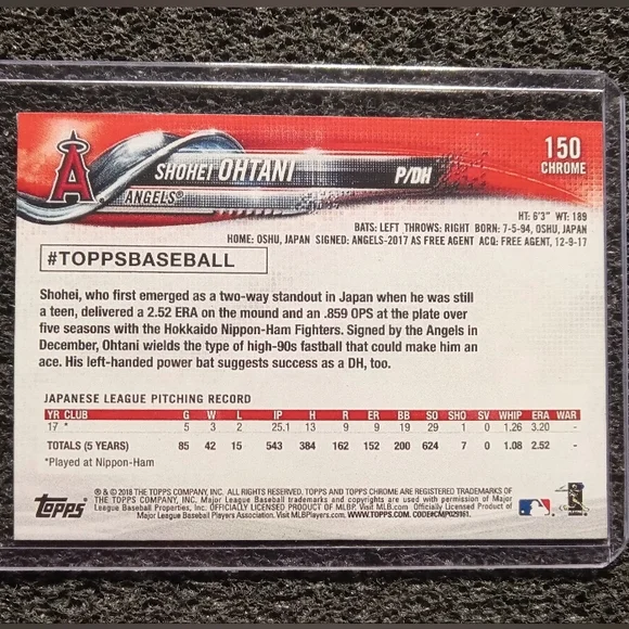 Shohei Ohtani Cracked Ice Autograph Baseball Rookie Card with Holographic Design - Picture 2 of 2
